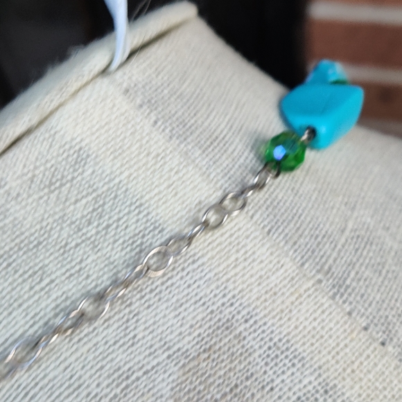 Sterling silver turquoise and crystal necklace - Picture 7 of 8